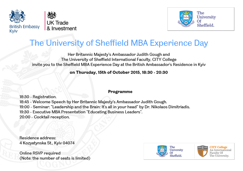 The University of Sheffield MBA Experience Day in Kyiv