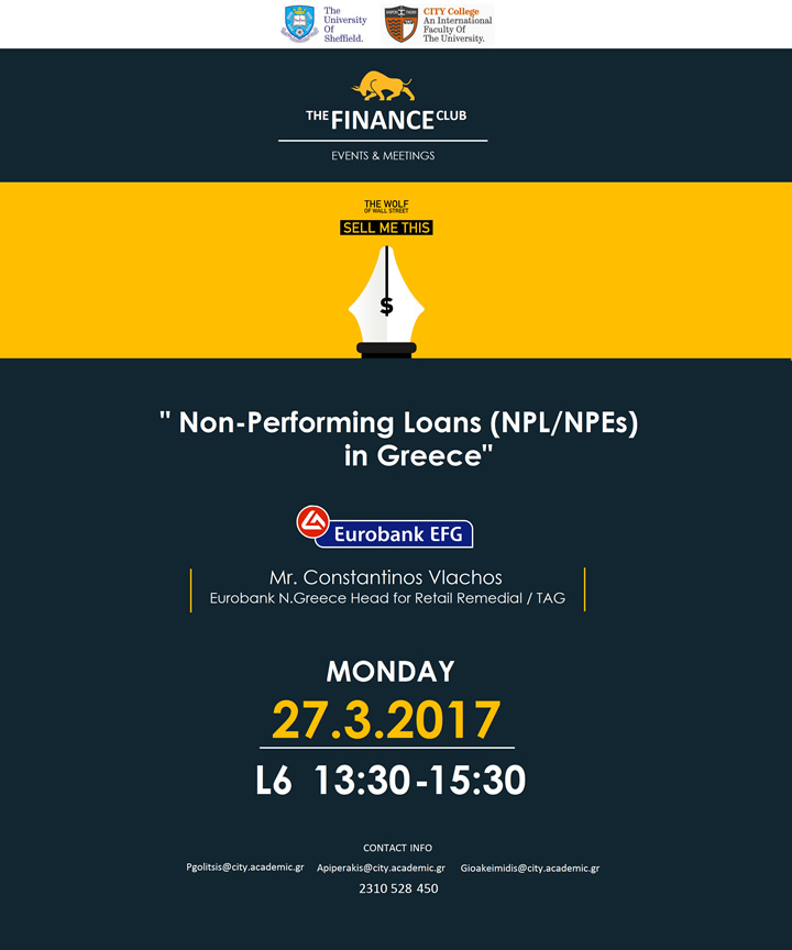 Finance Club event: Non-Performing Loans in Greece