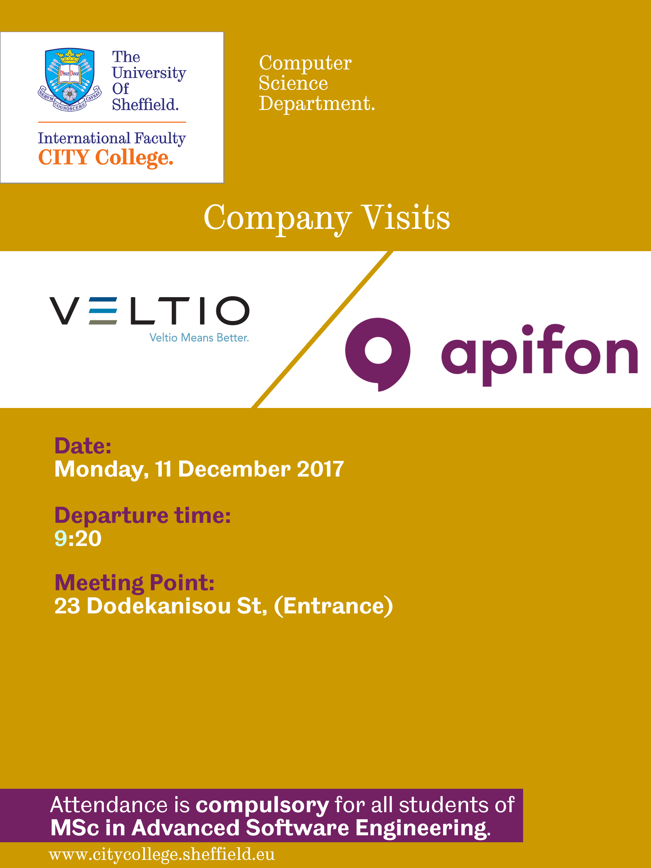 Company Visit to Veltio and Apifon by the International Faculty CITY College Computer Science students