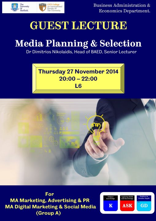 Guest Lecture on Media Planning & Selection by Dr Nikolaidis
