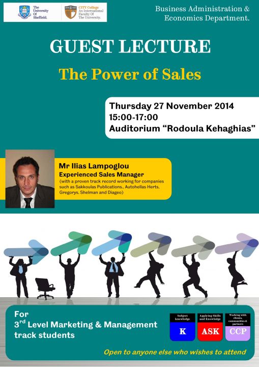 Guest lecture on 'The Power of Sales' by Mr Lampoglou