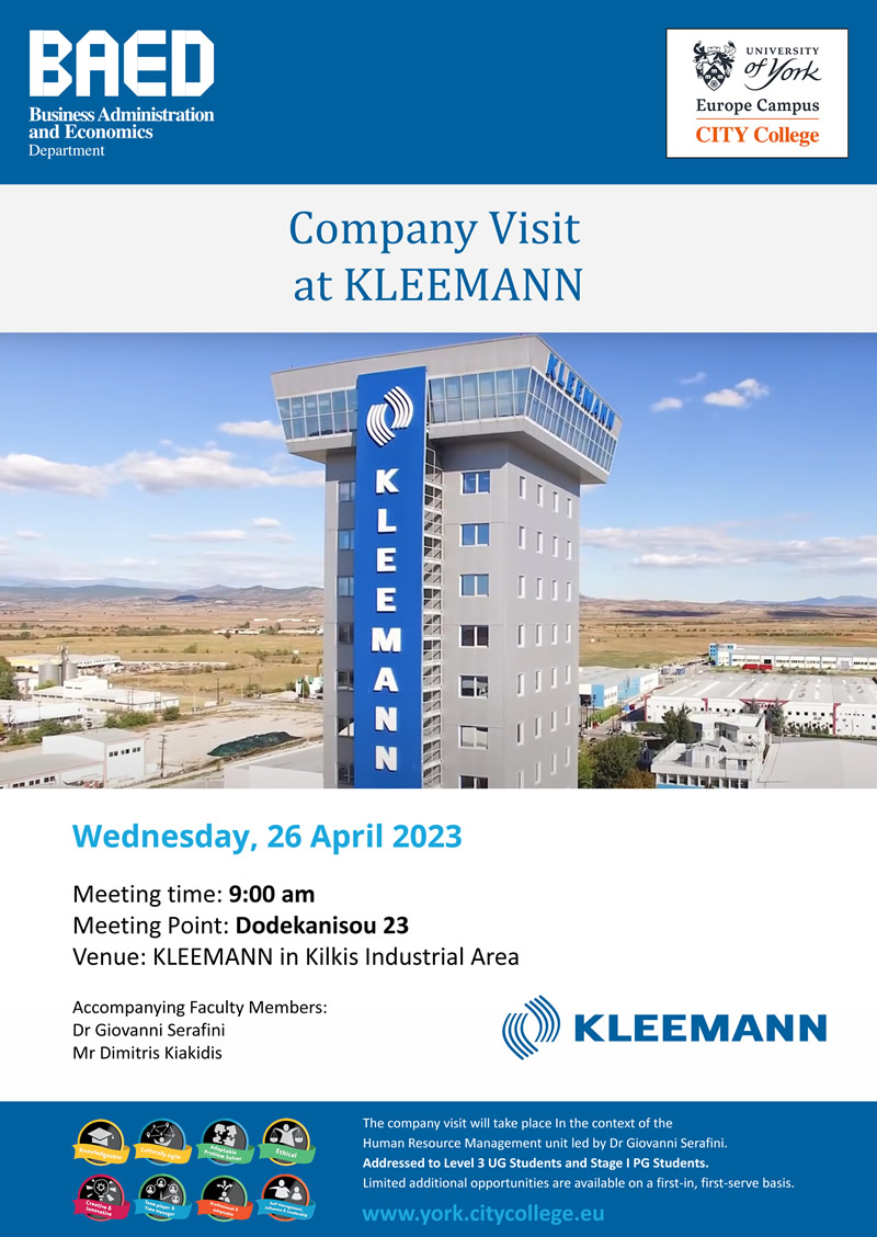 Company visit at KLEEMANN by our Business Students