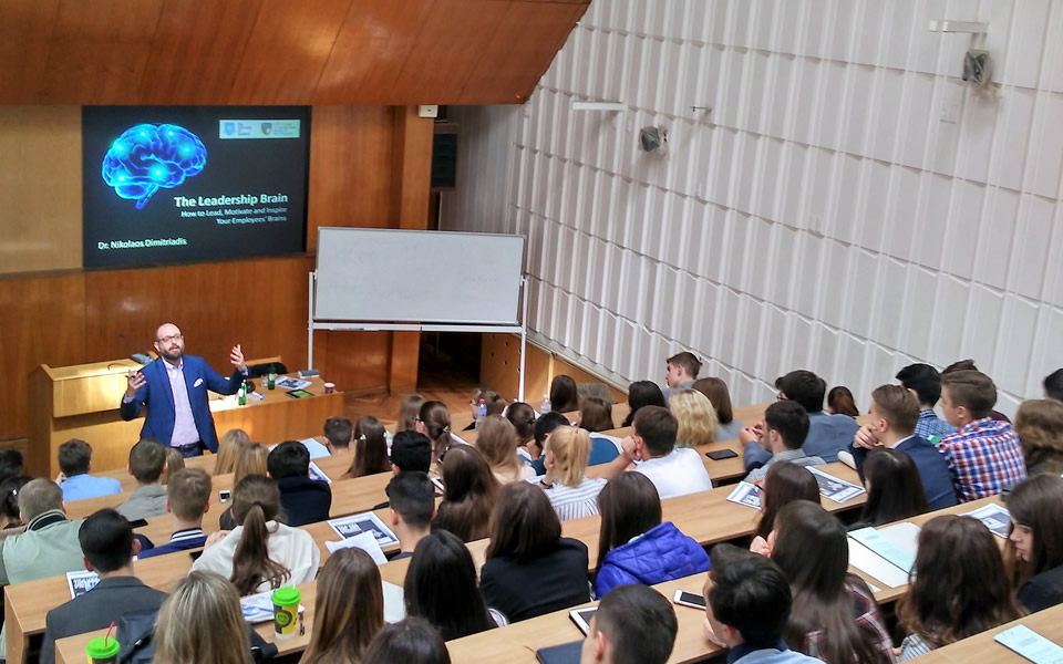 Students of the Institute of International Relations in Kyiv had the opportunity to attend an inspiring lecture by Dr Nikolaos Dimitriadis on "Brain Leadership: How to Engage Employees through Neuroscience"