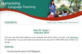 Lecturers of the English Studies Department contribute articles to the Feb. 2018 Issue of Humanising Language Teaching