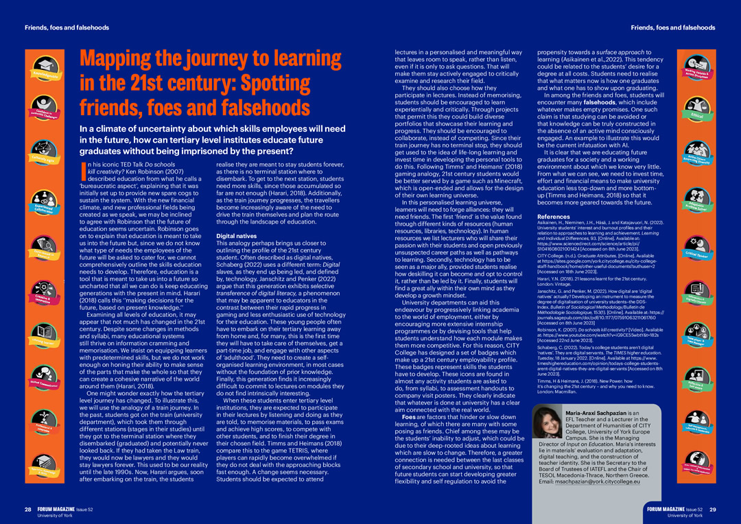 Maria Sachpazian contributes article to York's Teaching and Learning Magazine