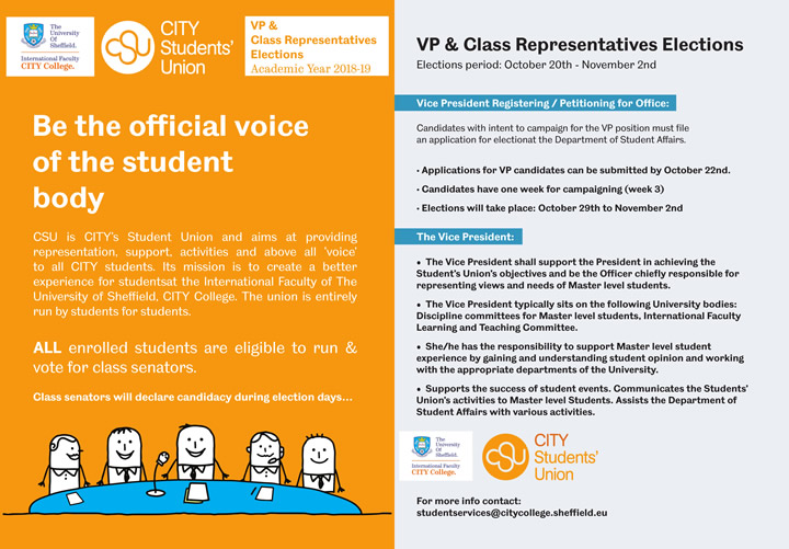 VP & Class Representatives Elections - Academic year 2018-19