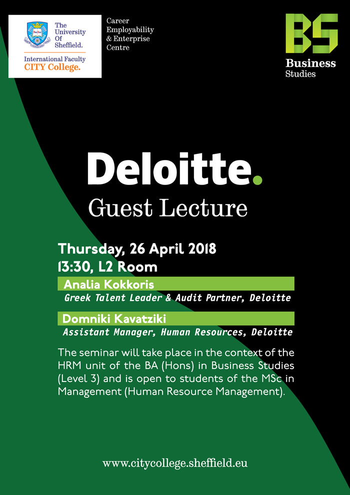 Deloitte Guest Lecture at the International Faculty CITY College