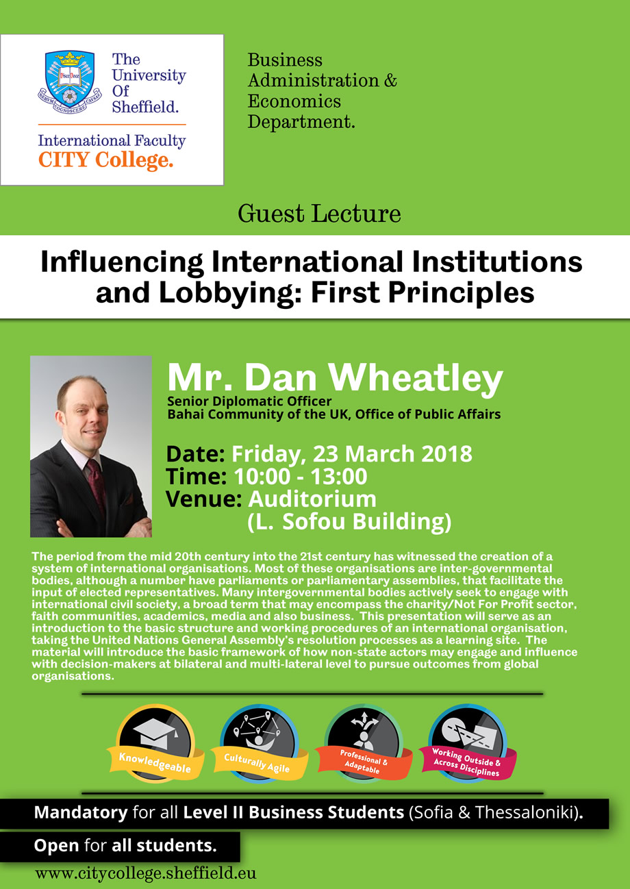 Guest Lecture 'Influencing International Institutions and Lobbying'