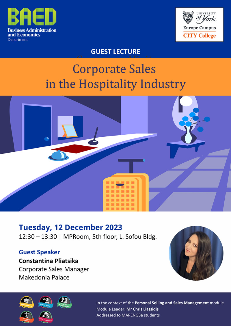 Guest Lecture - Corporate Sales in the Hospitality Industry