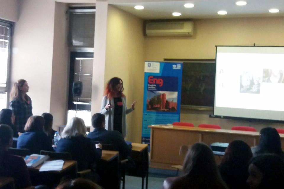 Ms Kosior and Ms Sarantidou presented a project assigned and completed in cooperation with The NO Project within the scope of the course on Evaluation and Design of Teaching Materials