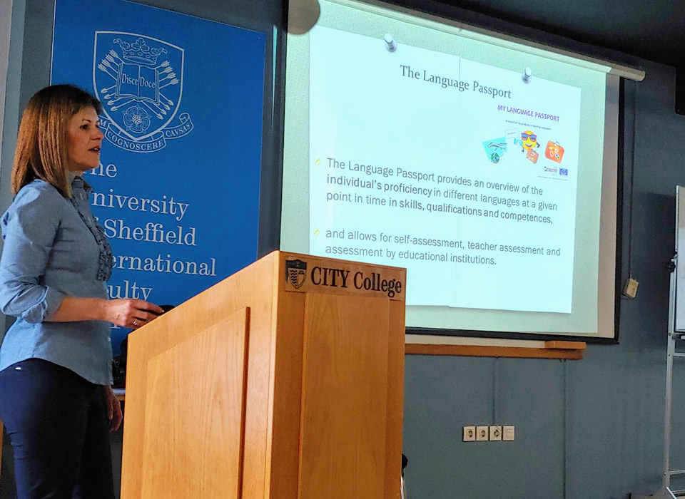 Seminar titled 'Alternative Language Assessment Forms', by Dr Ifigenia Kofou, at CITY College, International Faculty of the University of Sheffield
