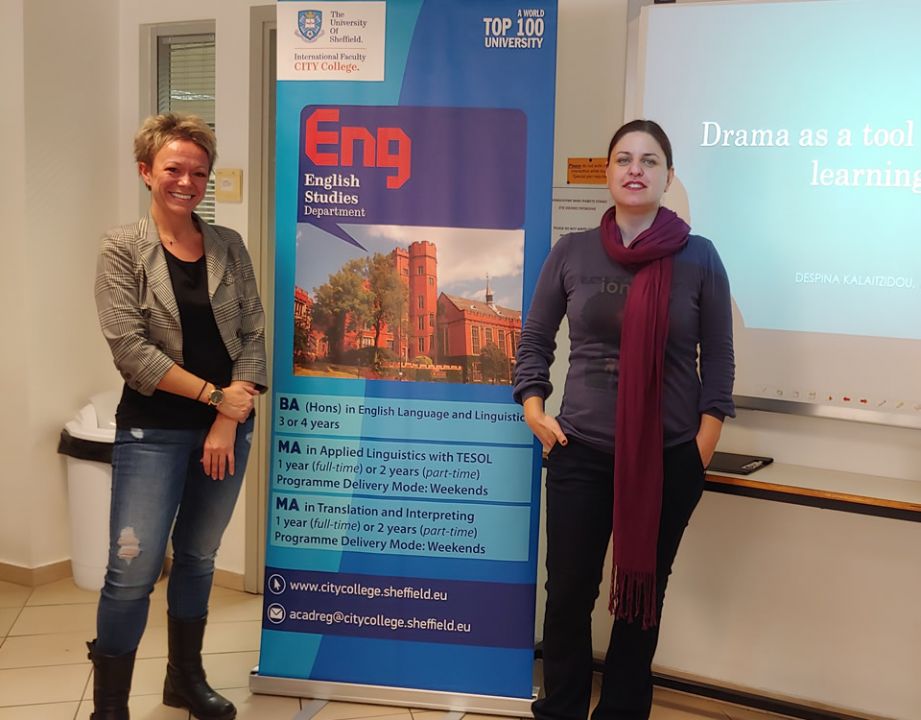 Dr Marazi and Ms Kalaitzidou - Seminar at The University of Sheffield International Faculty CITY College: English Studies Department Actively Learns Through Drama